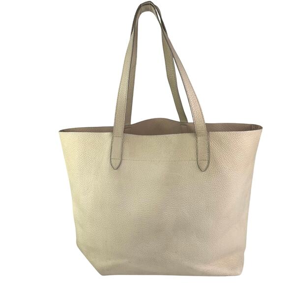 Cuyana Small Easy Tote Beige Pebbled Leather 14" Laptop Handbag Shoulder Bag - Picture 2 of 9